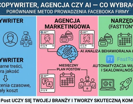Copywriter, agencja marketingowa czy narzędzie AI FastTony Post — porównanie metod prowadzenia Facebooka firmy